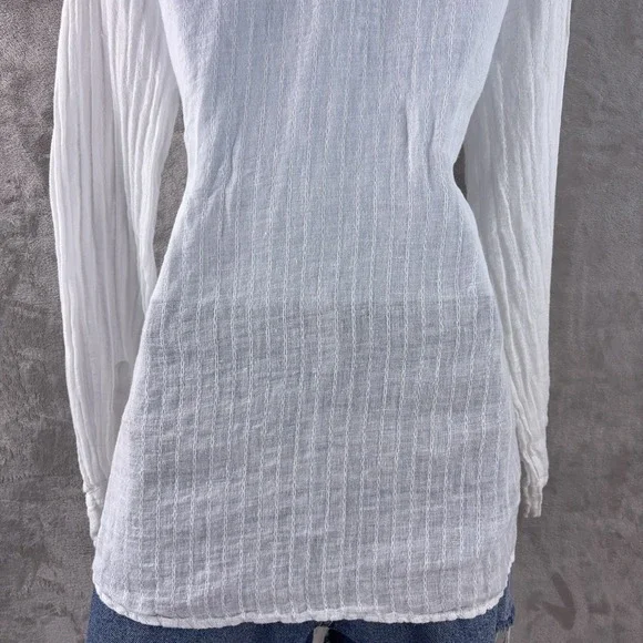 CP Shades Blouse Womens Size Small White Linen Gauze Sheer Relaxed Boho - Picture 7 of 9